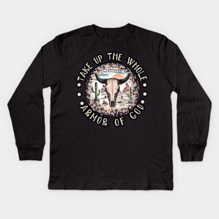 Take Up The Whole Armor Of God Cactus Bull Desert Leopard Kids Long Sleeve T-Shirt